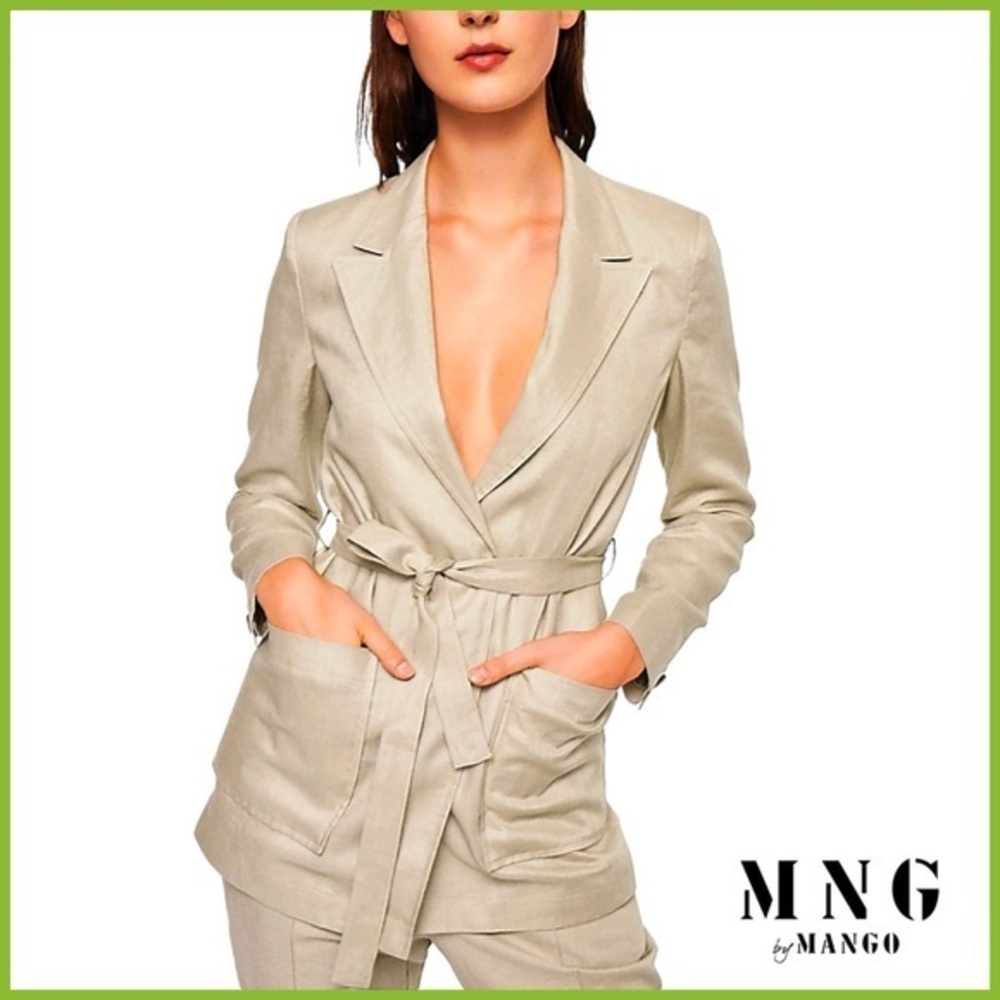 Mango - Cream 100% Linen Blazer
